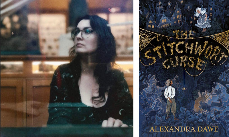 The Stitchwort Curse by Alexandra Dawe. Book cover and author photo.