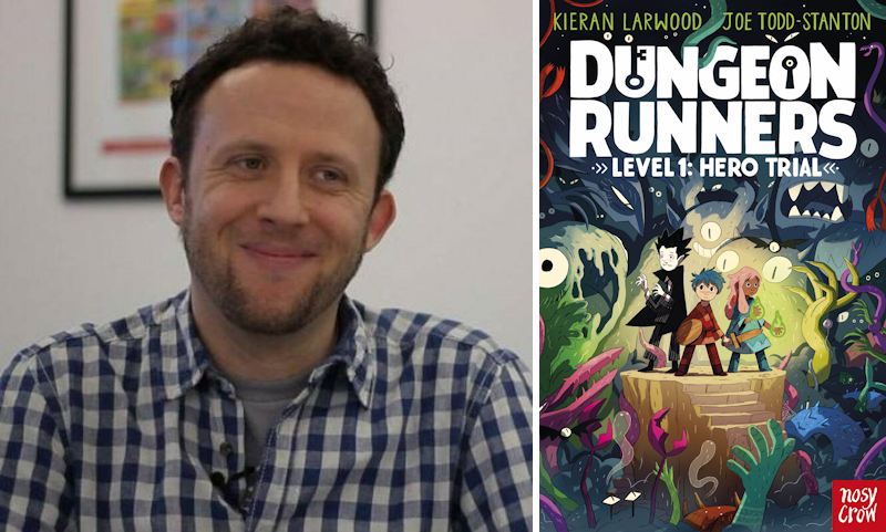 Dungeon Runners: Hero Trial by Kieran Larwood. Book cover and author photo.