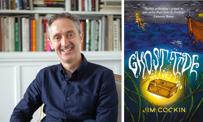 Ghost Tide by Jim Cockin. Book cover and author photo.