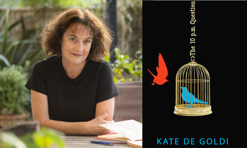 The 10pm Questions by Kate De Goldi. Book cover and author photo.