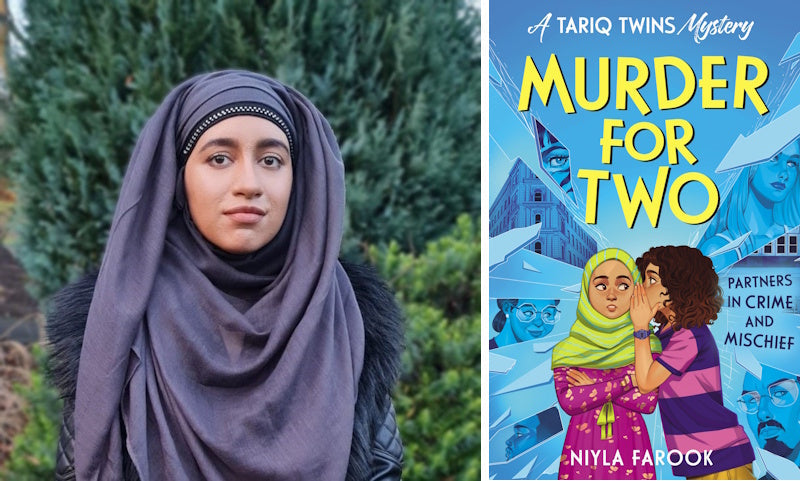 Murder for Two by Niyla Farook. Book cover and author photo.