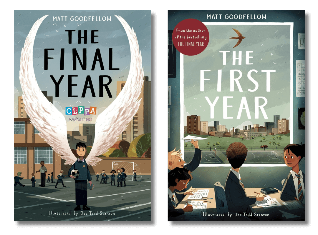 Covers of The Final Year and The First Year by Matt Goodfellow, illustrated by Joe Todd-Stanton