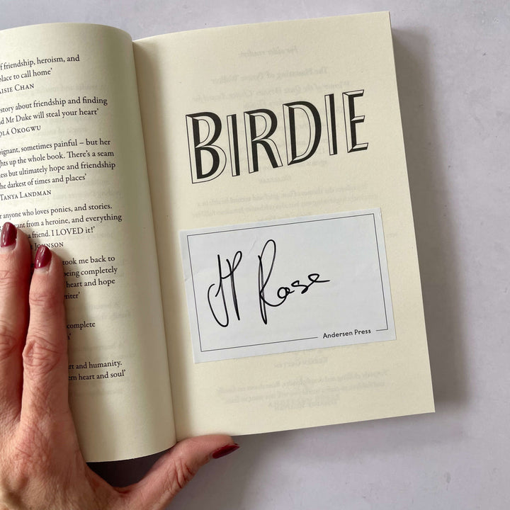 Bookplate signed by JP Rose inside cover of Birdie