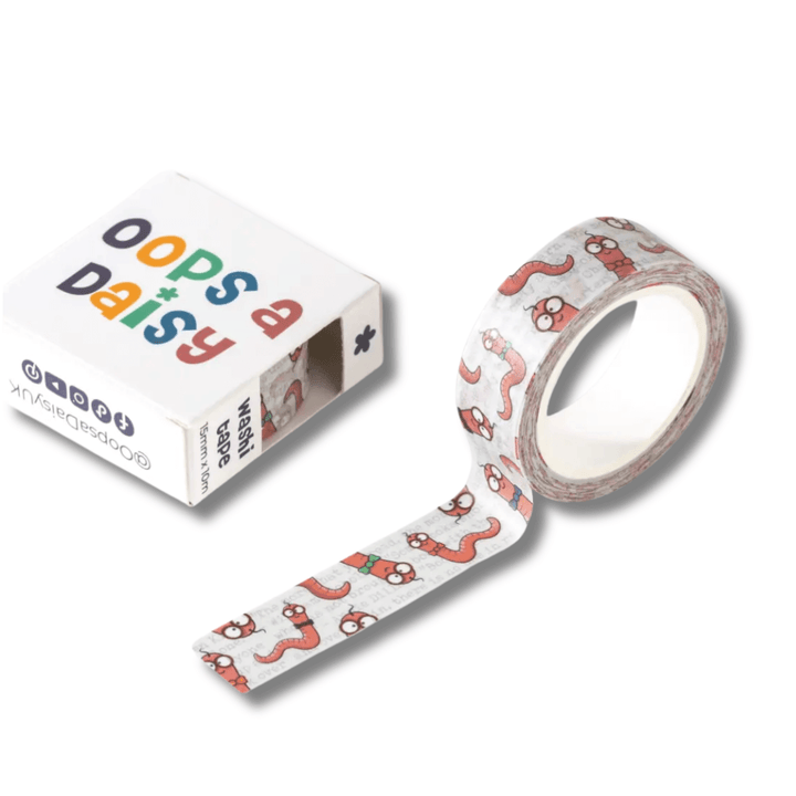 Bookworm washi tape by Oops a Daisy and the box it is packaged in.