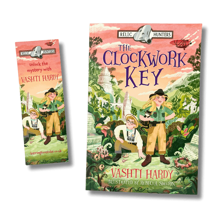 Relic Hunters: The Clockwork Key by Vashti Hardy with accompanying bookmark