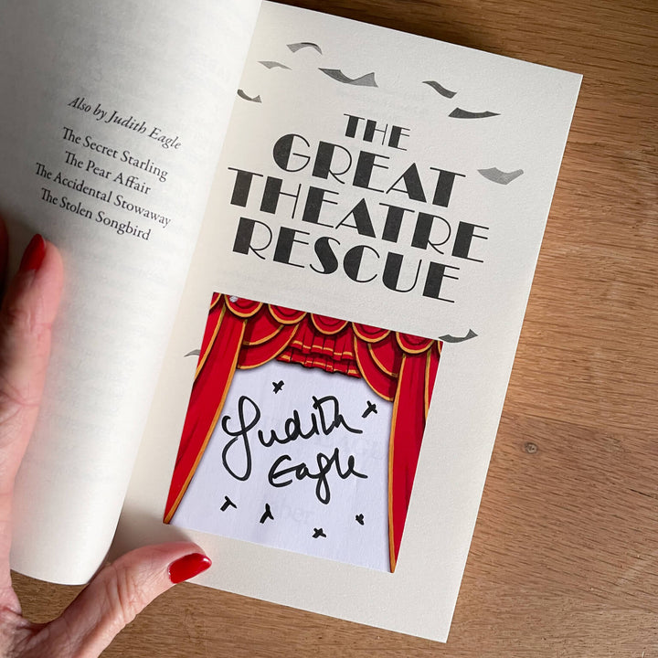 Bookplate inside The Great Theatre Rescue signed by Judith Eagle