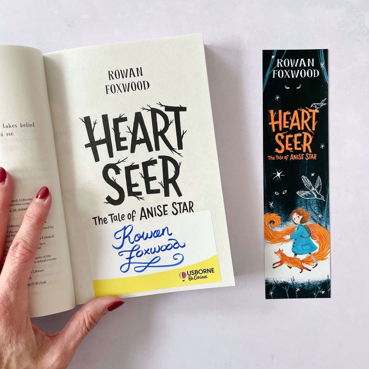 Heart Seer: The Tale of Anise Star including a bookplate signed by author Rowan Foxwood and a bookmark