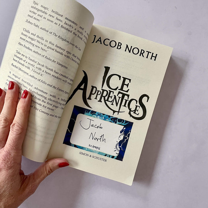 Internal view of Ice Apprentices showing bookplate signed by Jacob North